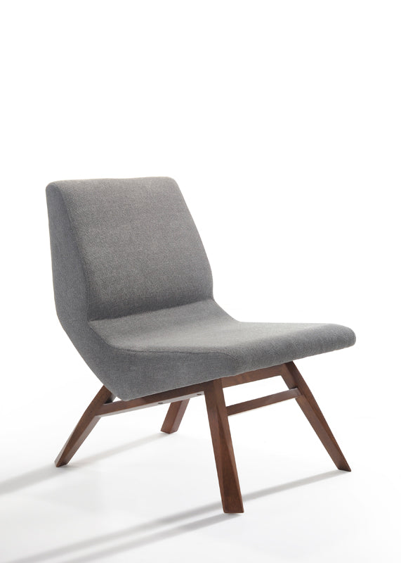 Modrest Whitney - Modern Blue & Walnut Accent Chair & Ottoman-Accent Chair-VIG-Wall2Wall Furnishings