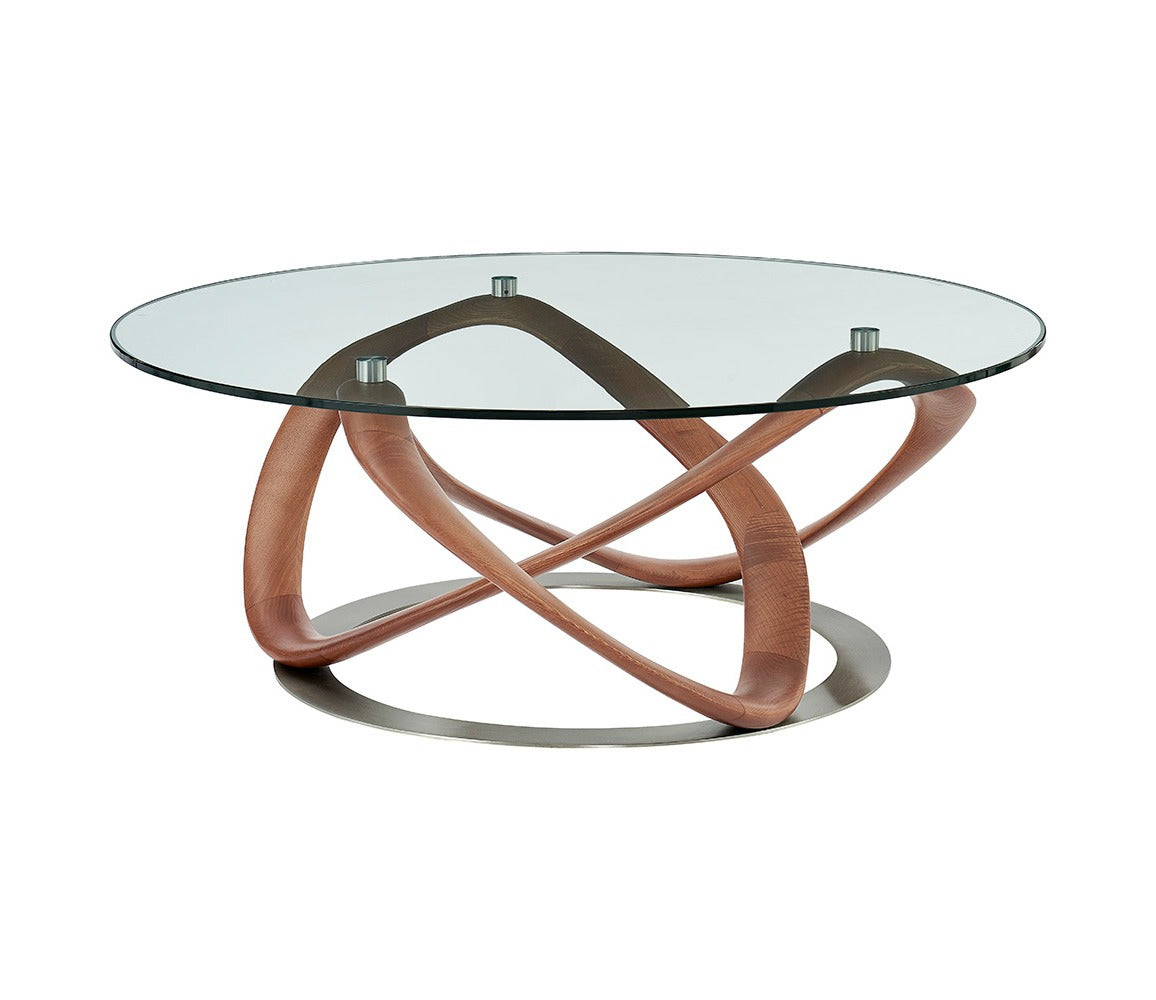 Modrest Michele - Modern Glass + Walnut Coffee Table-Coffee Table-VIG-Wall2Wall Furnishings