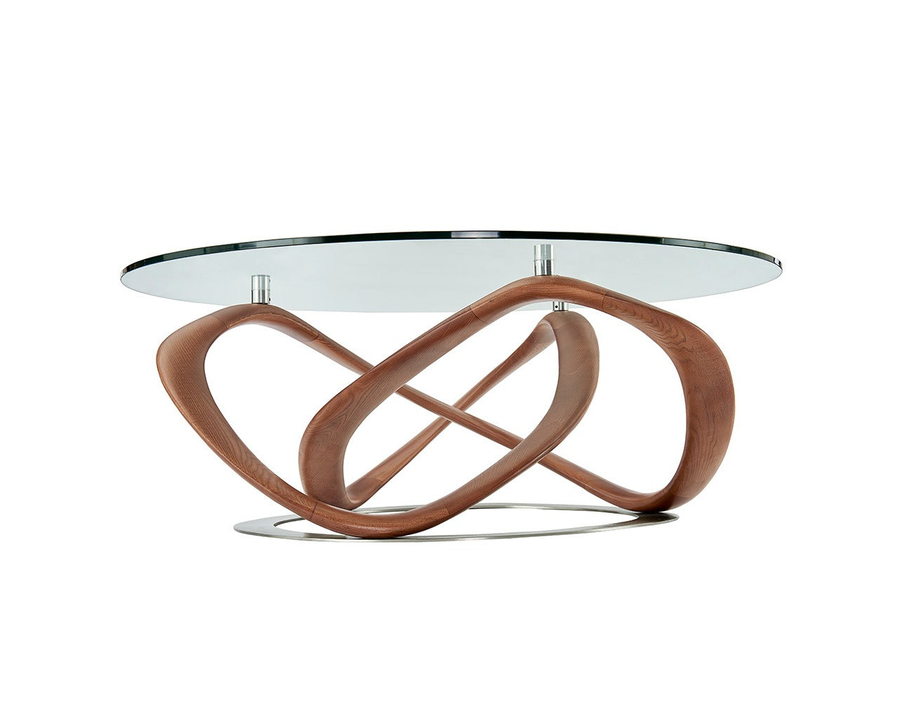 Modrest Michele - Modern Glass + Walnut Coffee Table-Coffee Table-VIG-Wall2Wall Furnishings