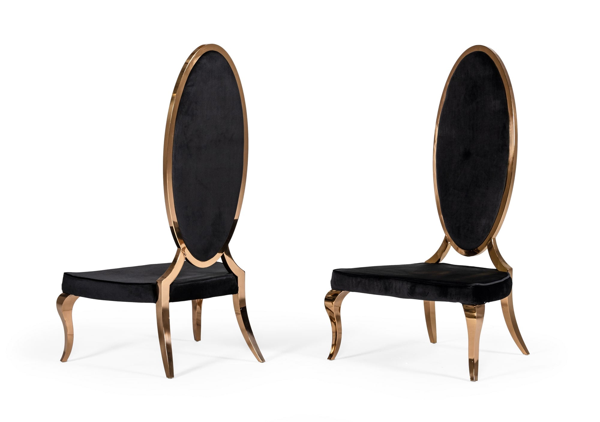 Modrest Mills - Modern Black Velvet Rosegold Dining Chair Set of 2-Dining Chair-VIG-Wall2Wall Furnishings
