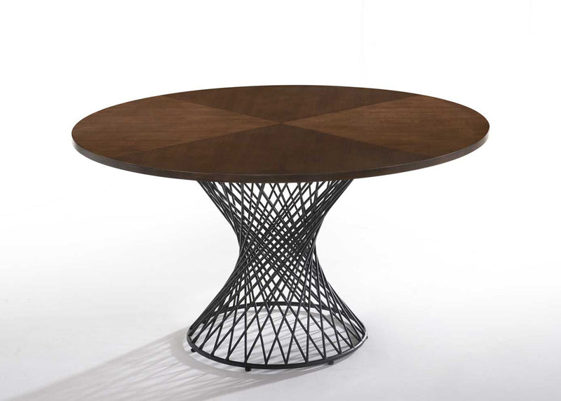 Modrest Theresa Modern Round Walnut & Black Table-Dining Table-VIG-Wall2Wall Furnishings