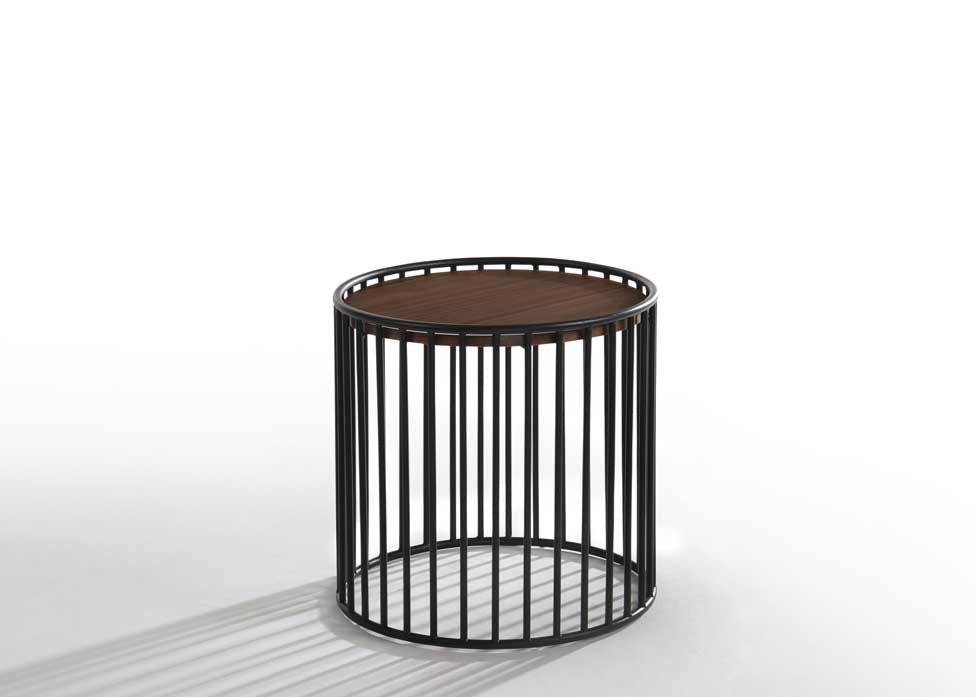 Modrest Bronson Modern Walnut & Black Round Tea Table-End Table-VIG-Wall2Wall Furnishings