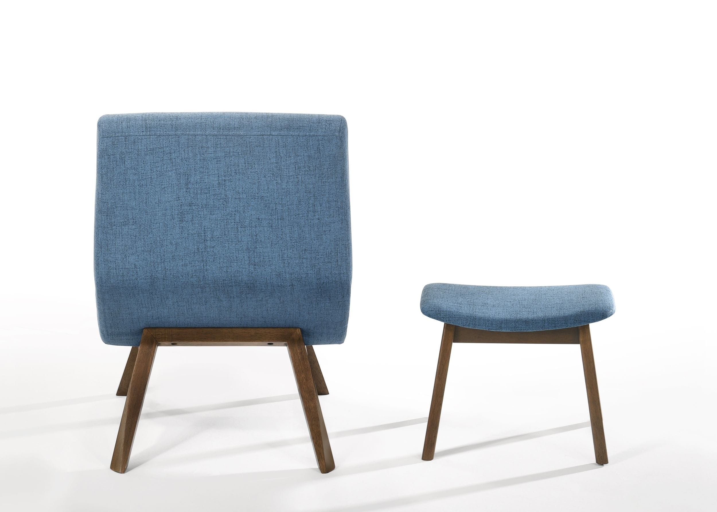 Modrest Whitney - Modern Blue & Walnut Accent Chair & Ottoman-Accent Chair-VIG-Wall2Wall Furnishings