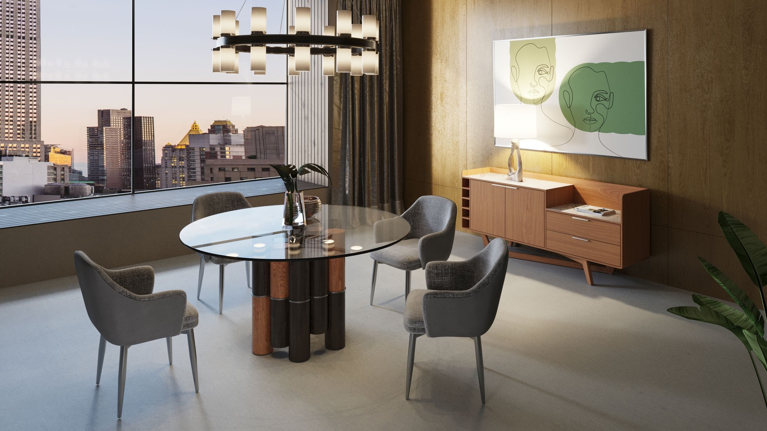 Modrest Greta - Modern Glass & Walnut Dining Table-Dining Table-VIG-Wall2Wall Furnishings