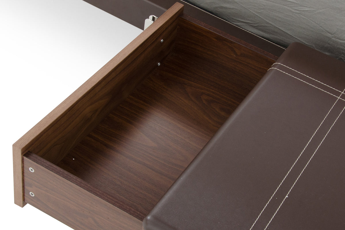 Nova Domus Ria Contemporary Brown Eco-Leather & Walnut Nightstand-Nightstand-VIG-Wall2Wall Furnishings
