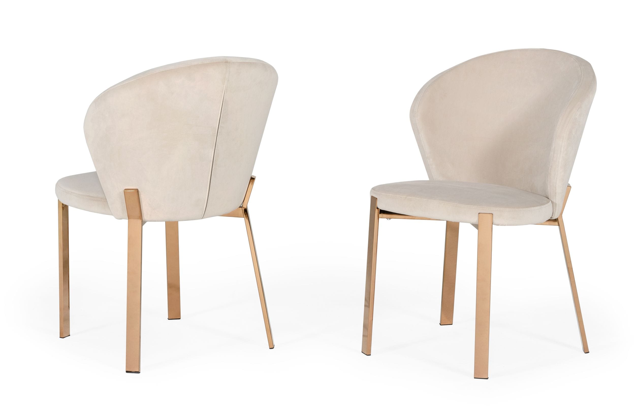 Modrest Nadia - Modern Beige Velvet & Rosegold Dining Chair (Set of 2)-Dining Chair-VIG-Wall2Wall Furnishings