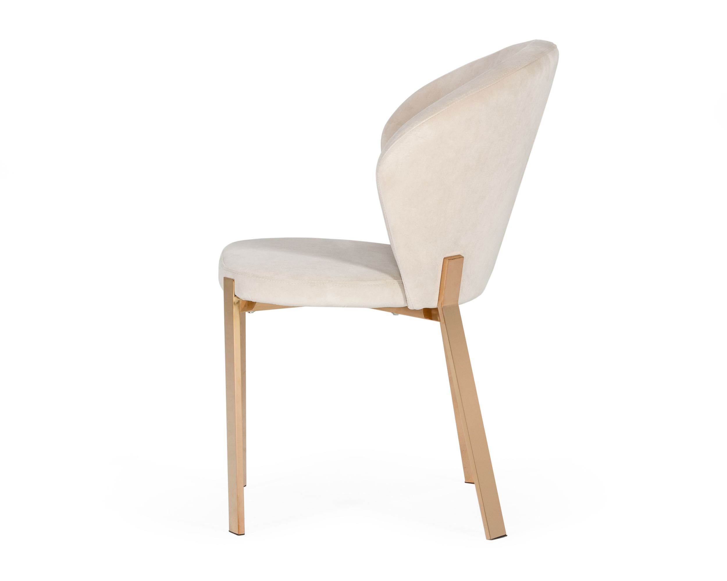 Modrest Nadia - Modern Beige Velvet & Rosegold Dining Chair (Set of 2)-Dining Chair-VIG-Wall2Wall Furnishings
