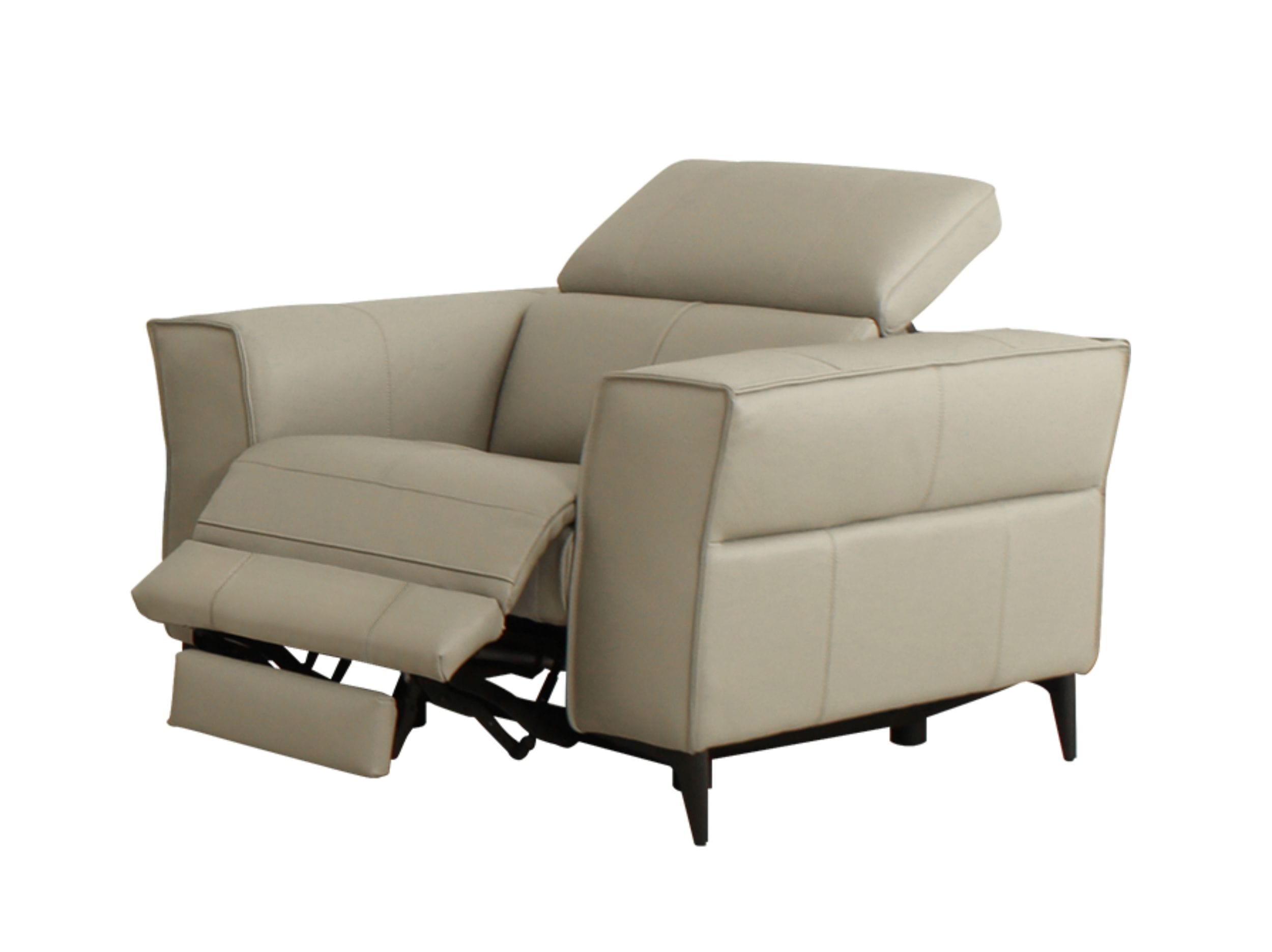 Divani Casa Nella - Modern Light Grey Leather Armchair w/ Electric Recliner-Lounge Chair-VIG-Wall2Wall Furnishings