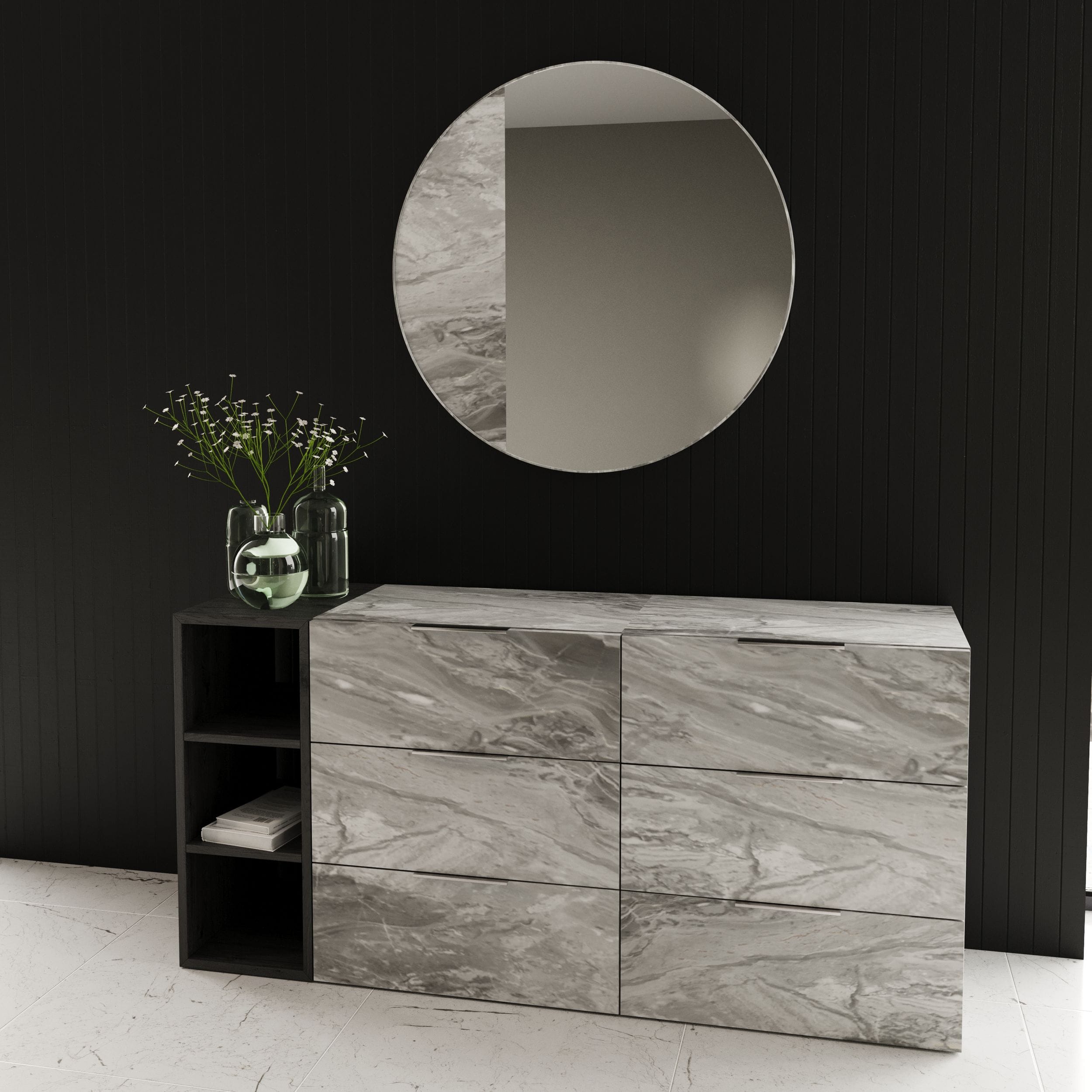 Nova Domus Maranello - Modern Grey Wash & Faux Marble Dresser-Dresser-VIG-Wall2Wall Furnishings
