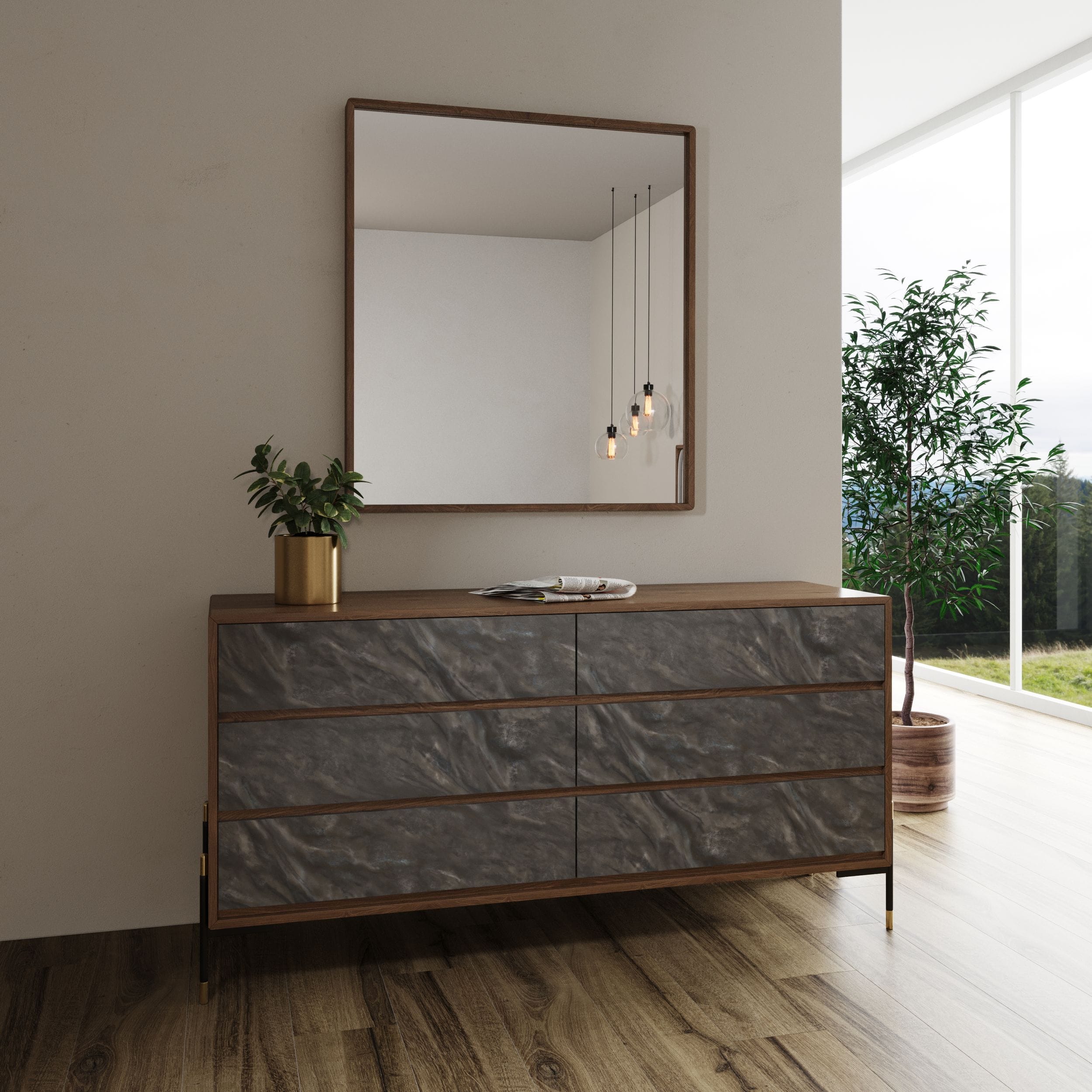Nova Domus Metcalf - Mid-Century Walnut & Grey Dresser-Dresser-VIG-Wall2Wall Furnishings