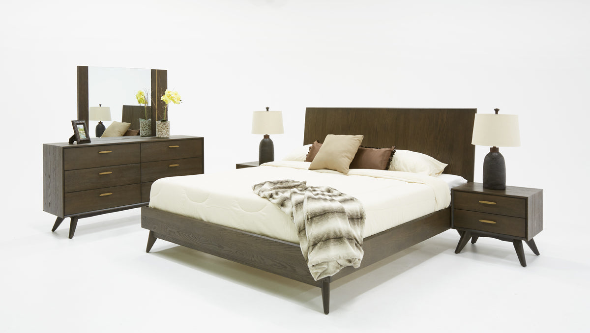 Modrest Novak Modern Dark Oak Bed-Bed-VIG-Wall2Wall Furnishings