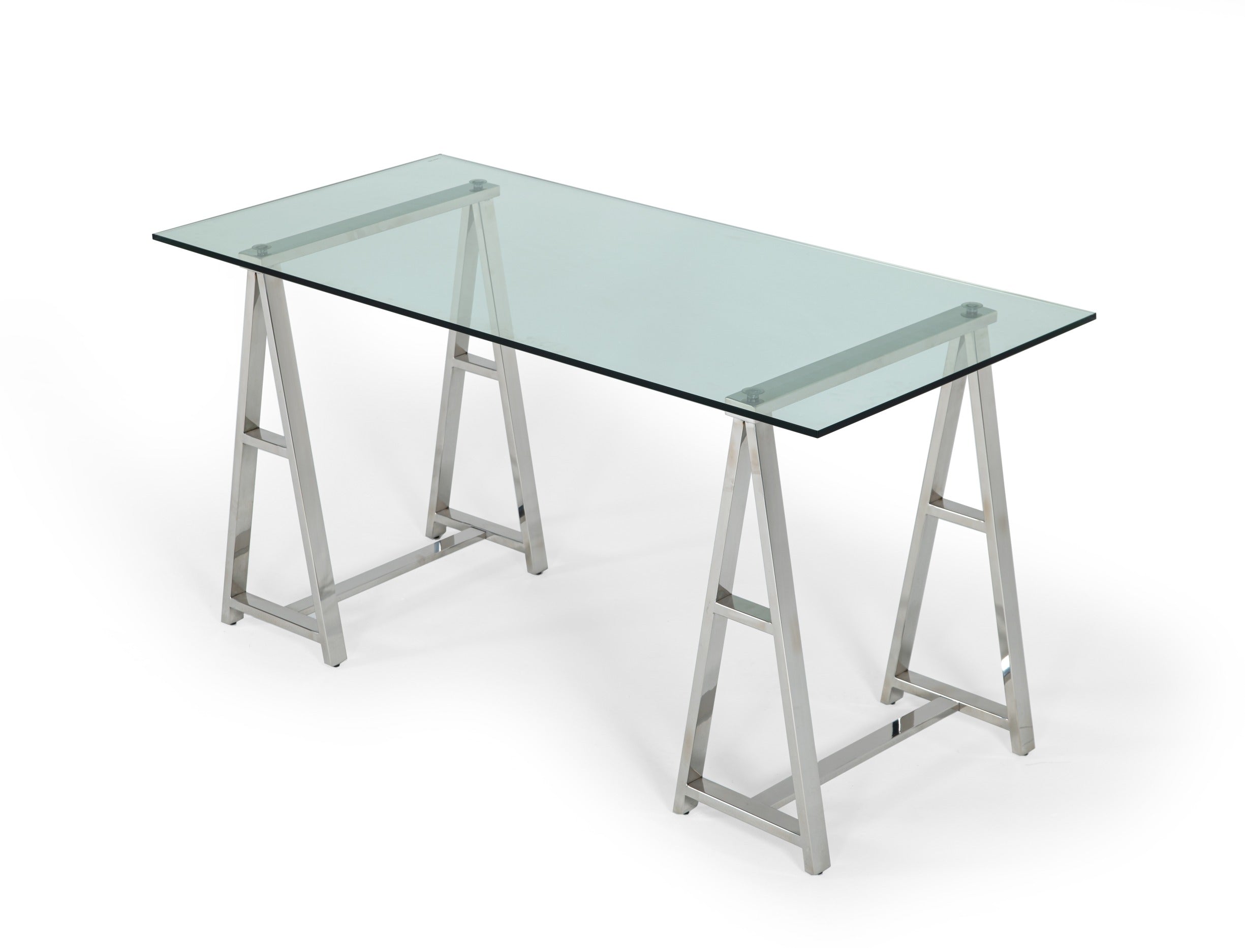 Modrest Ostro - Modern Stainless Steel + Glass Desk-Desk-VIG-Wall2Wall Furnishings