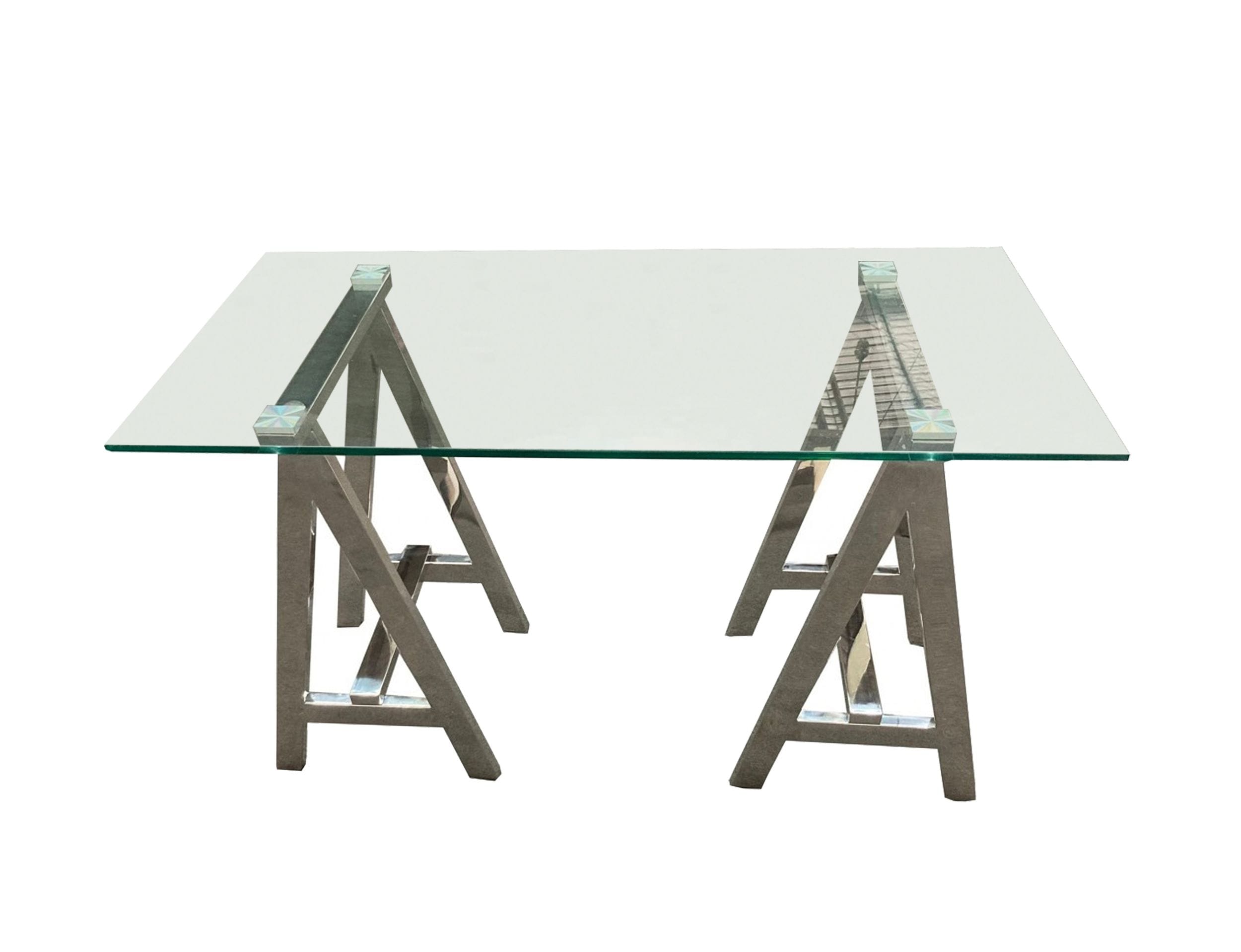 Modrest Ostrow - Modern Glass & Stainless Steel Console Table-Console Table-VIG-Wall2Wall Furnishings