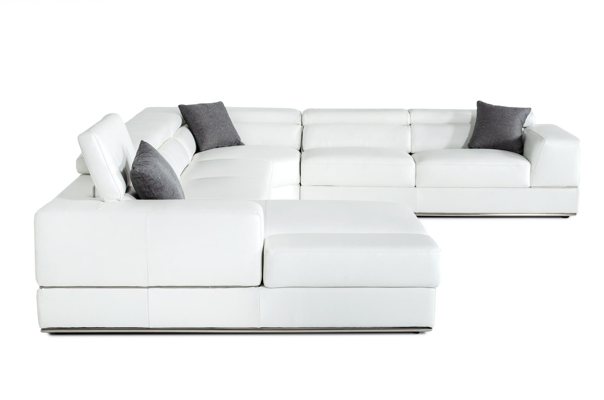 Divani Casa Pella - Modern White Italian Leather U Shaped Sectional Sofa-Sectional Sofa-VIG-Wall2Wall Furnishings