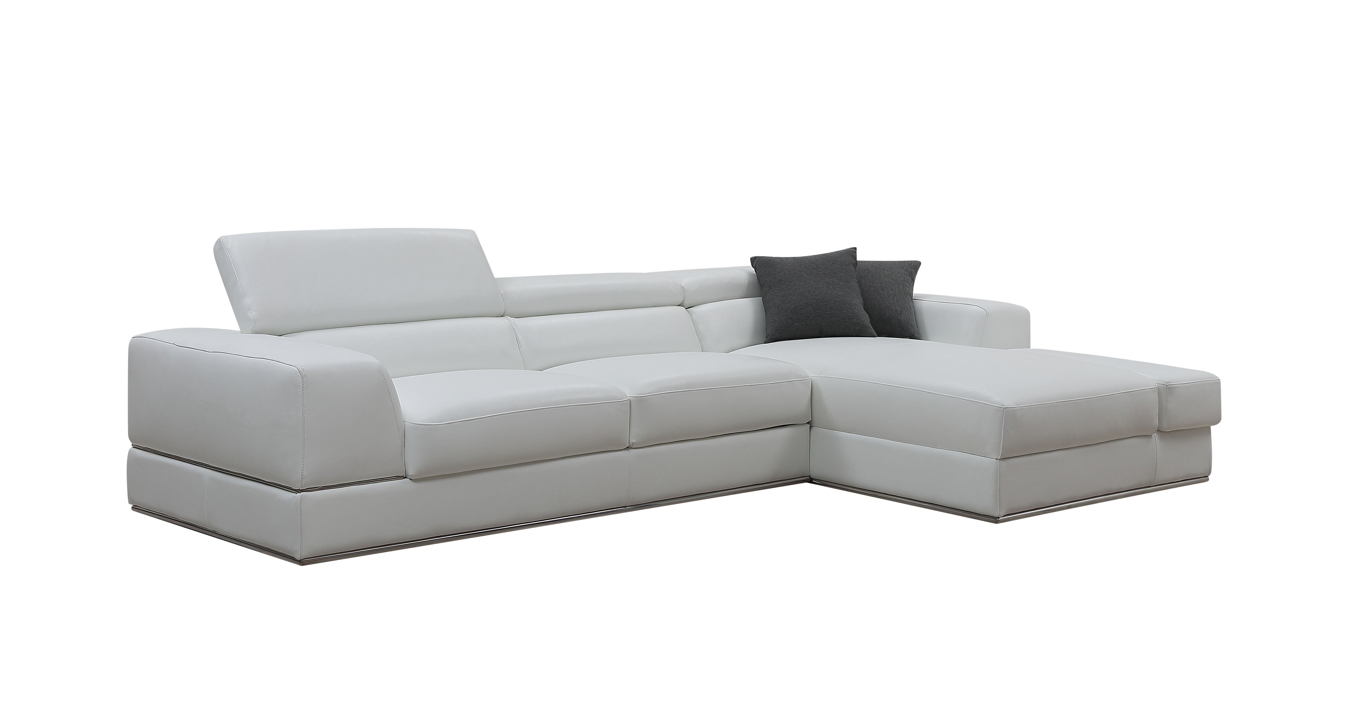 Divani Casa Pella Mini - Modern White Leather Right Facing Sectional Sofa-Sectional Sofa-VIG-Wall2Wall Furnishings