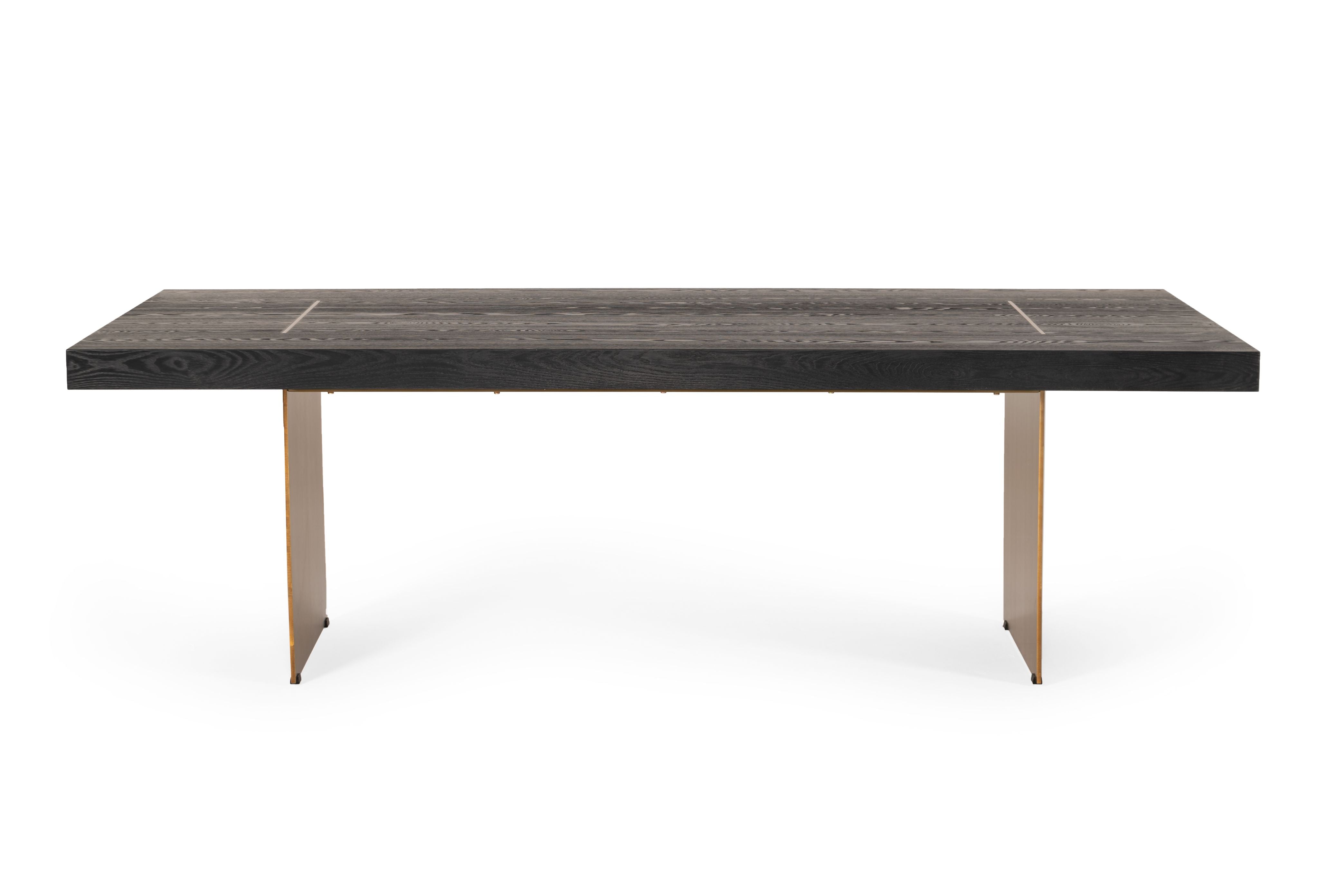 Modrest Perret - Large Glam Black Ash + Brushed Brass Dining Table-Dining table-VIG-Wall2Wall Furnishings
