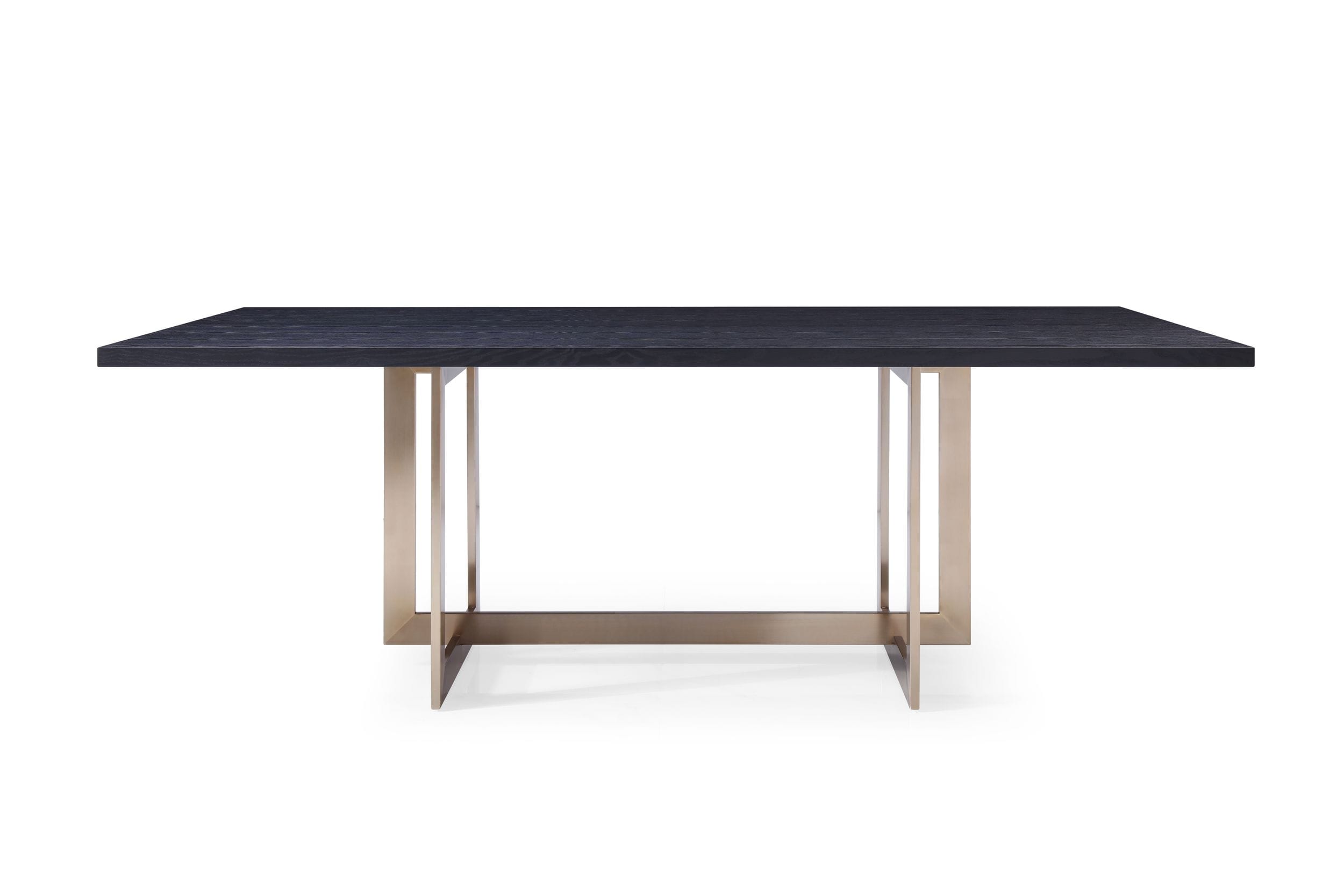Modrest Pike - Modern Black Ash & Brass Dining Table-Dining Table-VIG-Wall2Wall Furnishings