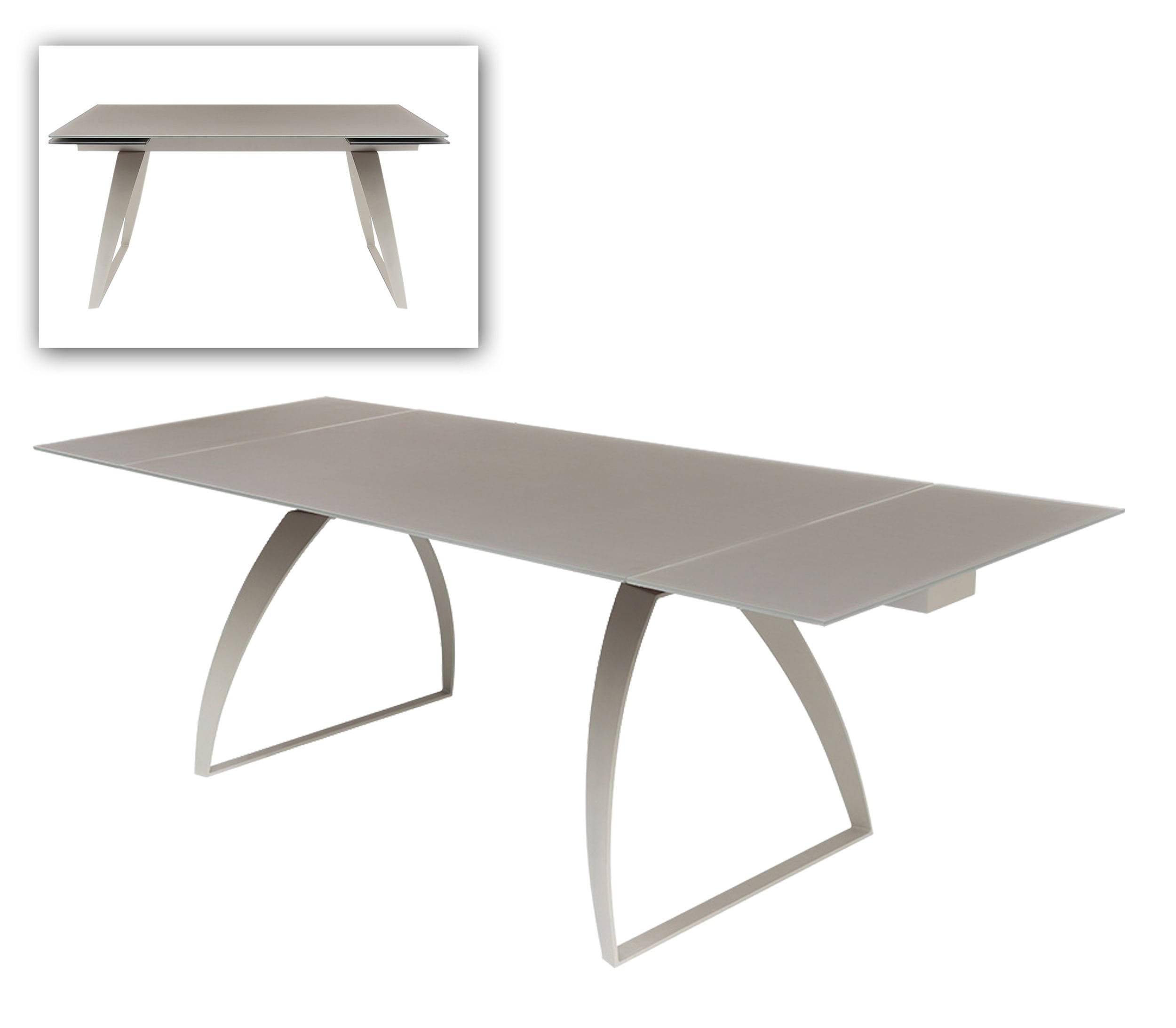 Modrest Pittson - Modern Extendable Grey Glass Dining Table-Dining Table-VIG-Wall2Wall Furnishings