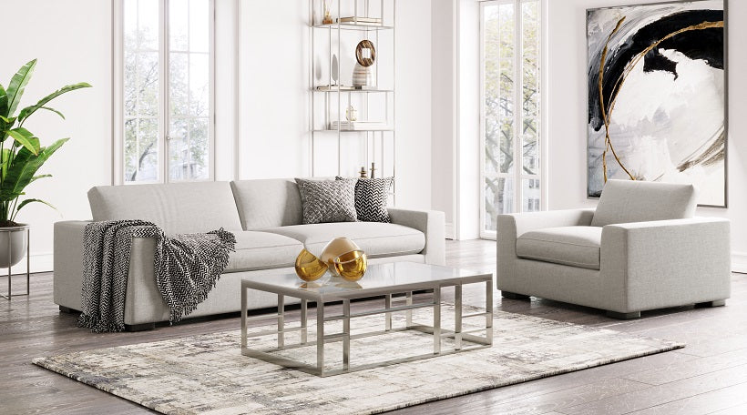 Divani Casa Poppy - Modern White Fabric Long Sofa-Sofa-VIG-Wall2Wall Furnishings