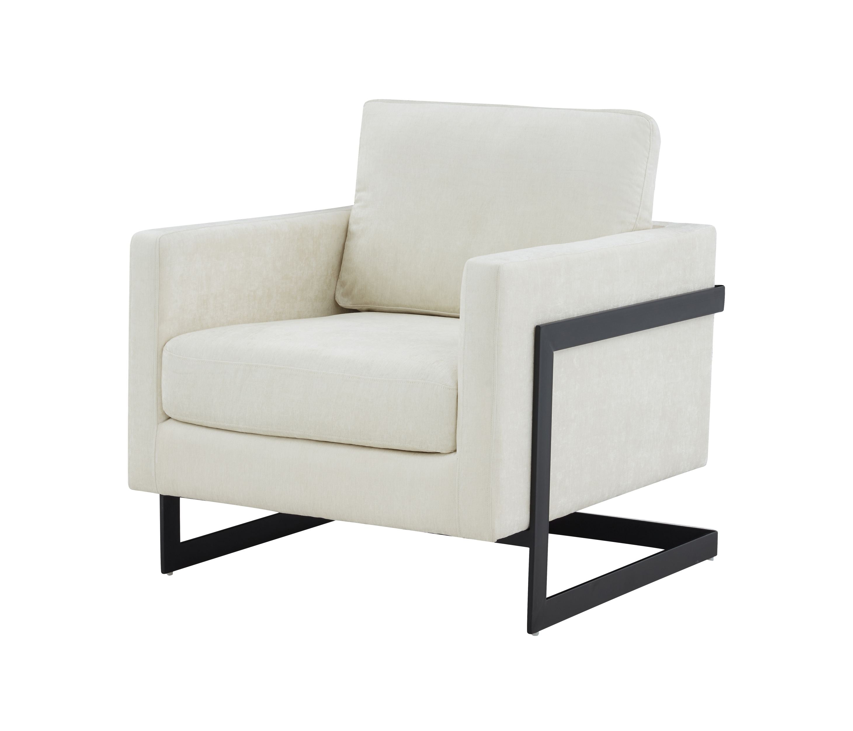 Modrest Prince - Contemporary Cream Fabric + Black Metal Accent Chair-Accent Chair-VIG-Wall2Wall Furnishings