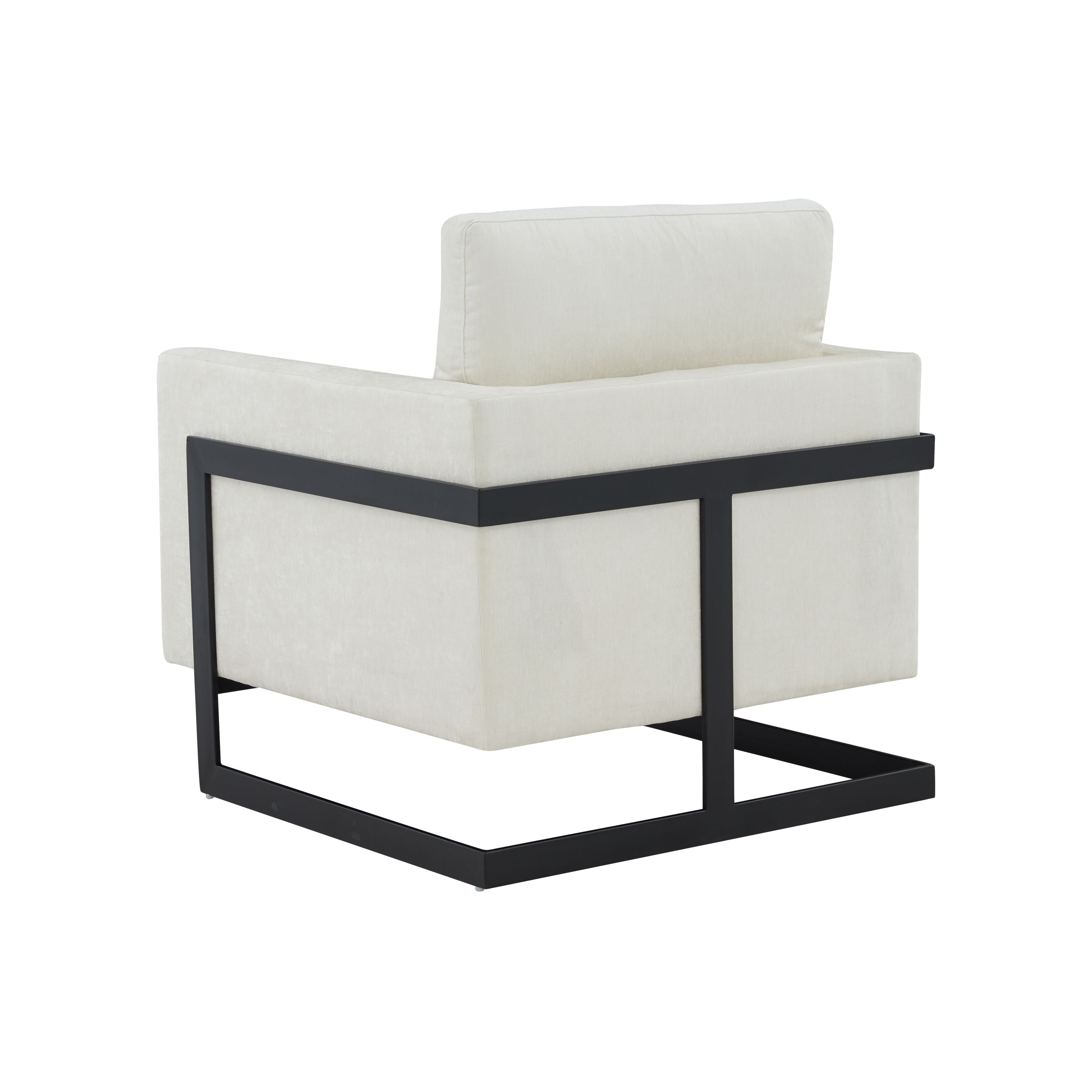Modrest Prince - Contemporary Cream Fabric + Black Metal Accent Chair-Accent Chair-VIG-Wall2Wall Furnishings