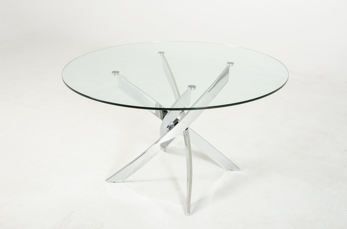 Modrest Pyrite Modern Round Glass Dining Table-Dining Table-VIG-Wall2Wall Furnishings