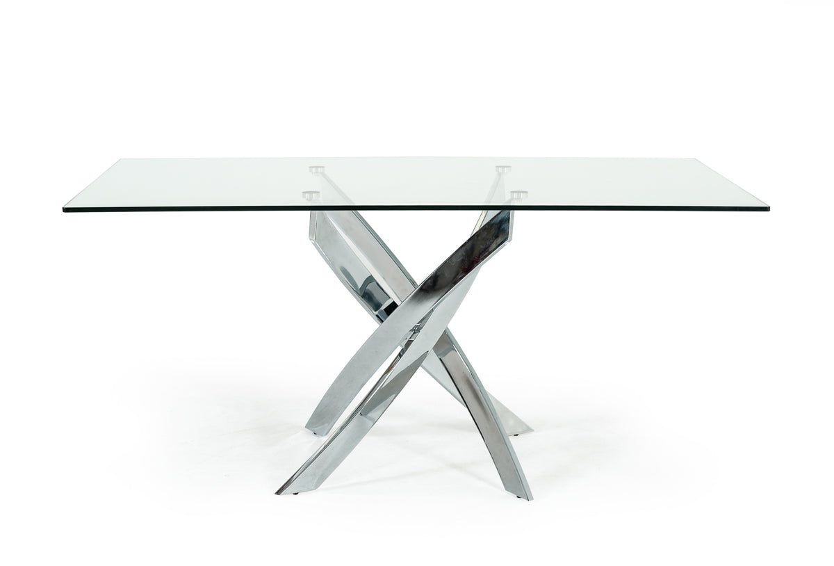Modrest Pyrite Modern Rectangular Glass Dining Table-Dining Table-VIG-Wall2Wall Furnishings