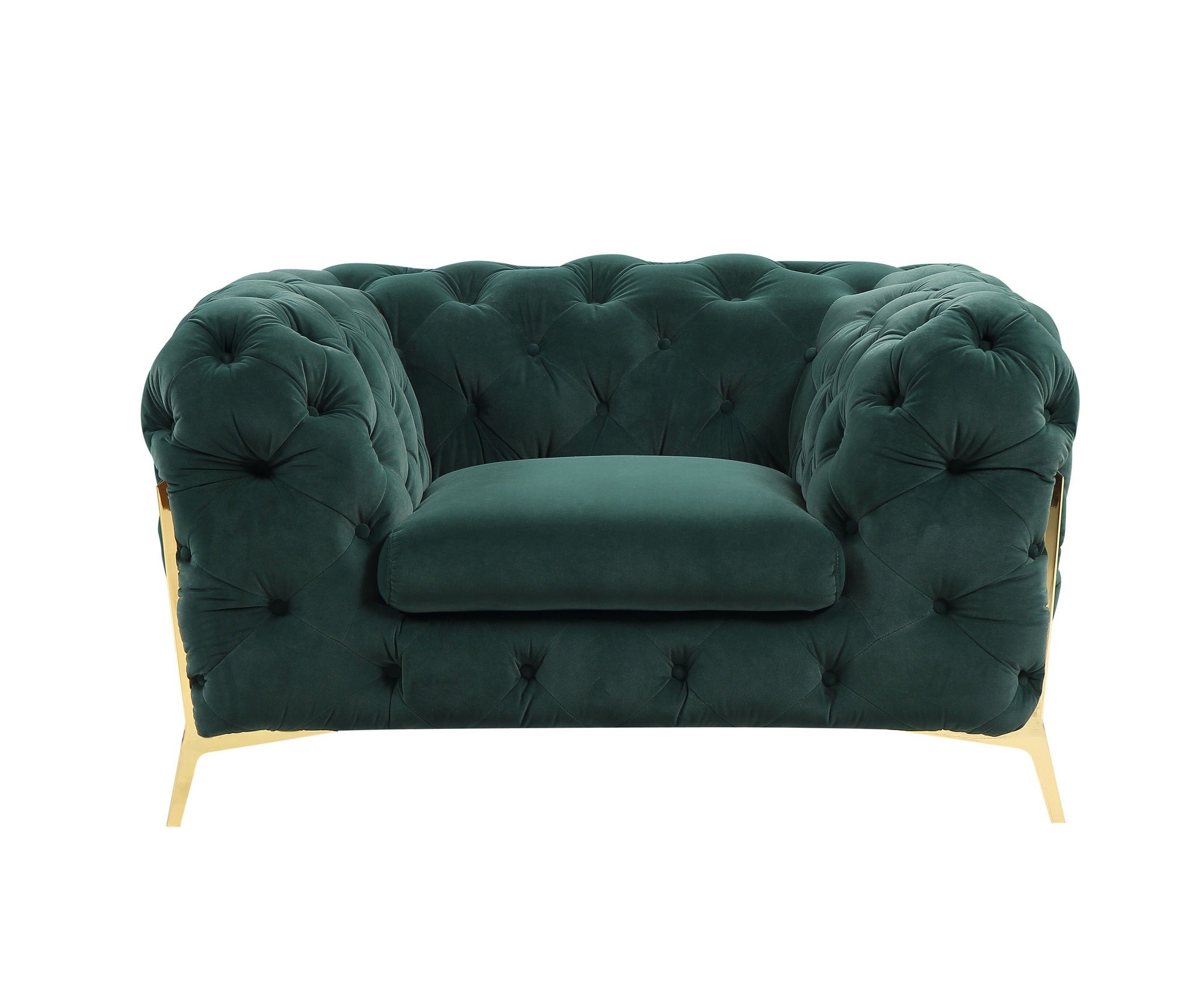 Divani Casa Quincey - Transitional Emerald Green Velvet Chair-Lounge Chair-VIG-Wall2Wall Furnishings