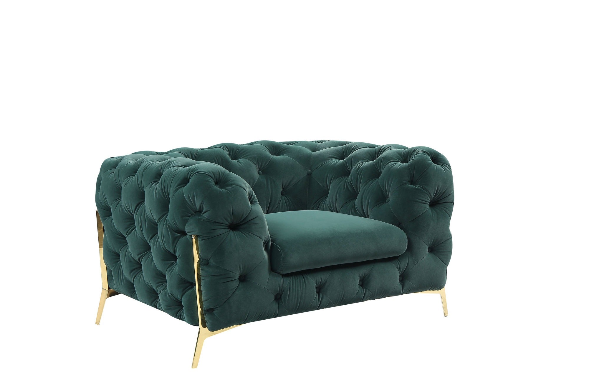 Divani Casa Quincey - Transitional Emerald Green Velvet Chair-Lounge Chair-VIG-Wall2Wall Furnishings