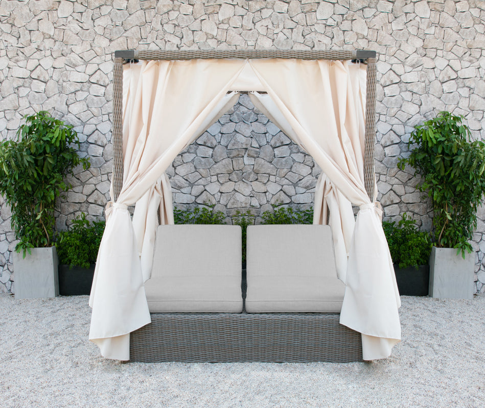 Renava Marin Outdoor Beige Canopy Sunbed-Outdoor Bed-VIG-Wall2Wall Furnishings