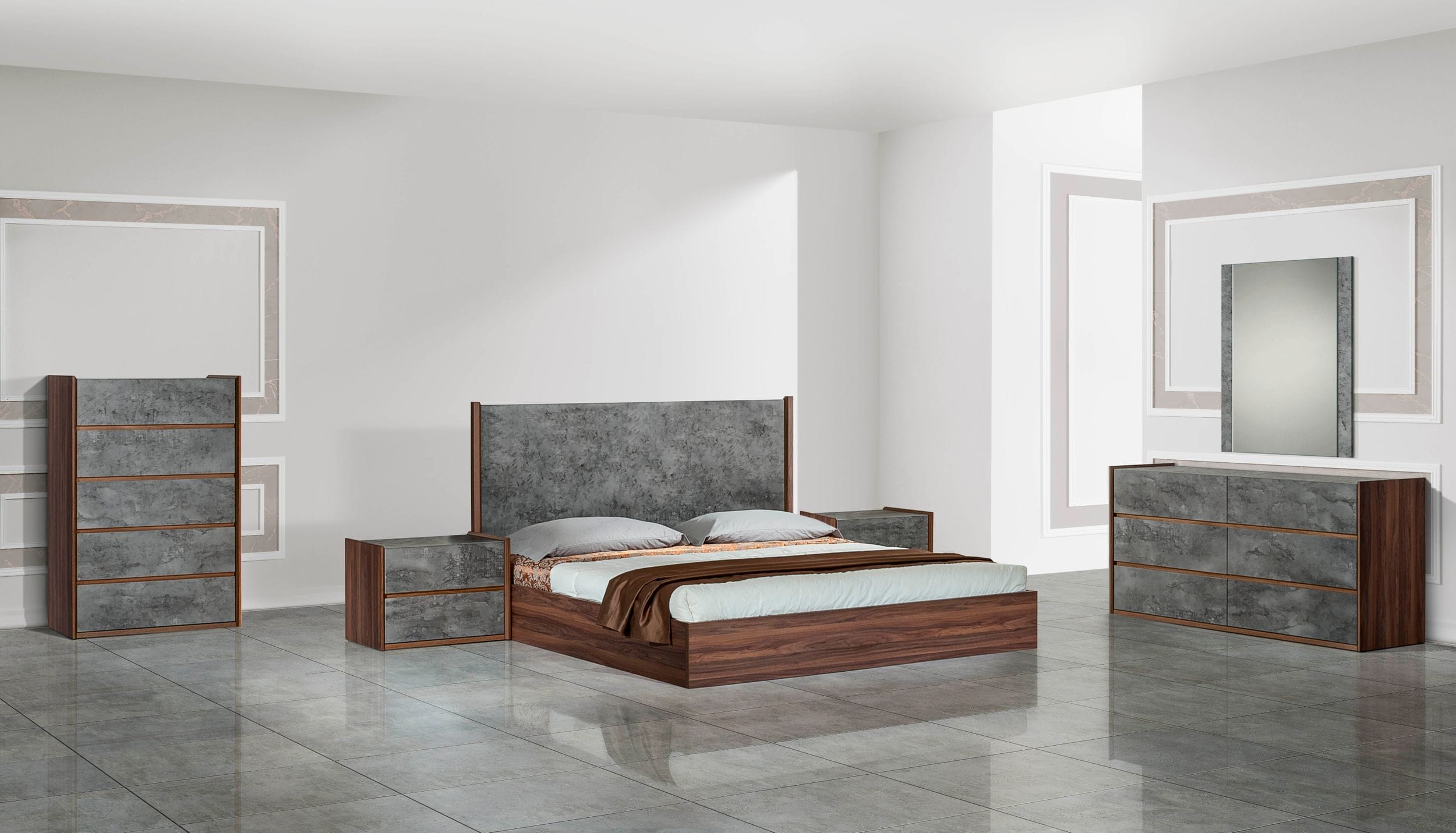 Nova Domus Rado Modern Walnut & Stucco Dresser-Dresser-VIG-Wall2Wall Furnishings