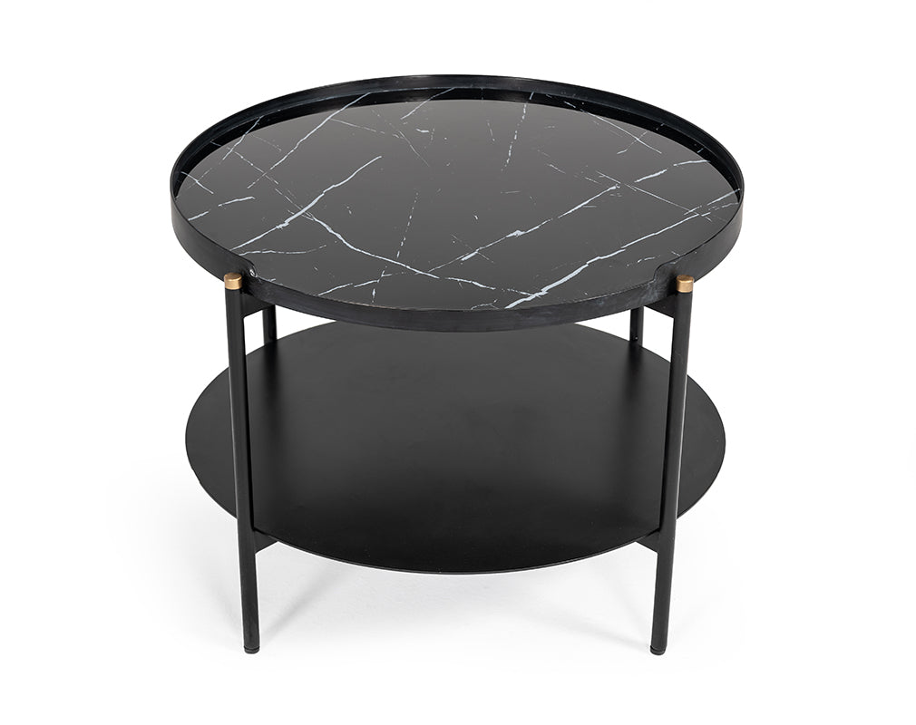 Modrest Randal Modern Round Black Metal Coffee Table-Coffee Table-VIG-Wall2Wall Furnishings