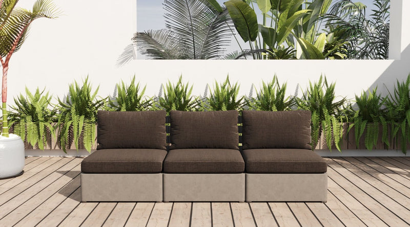 Renava Garza - Outdoor Concrete & Teak Modular Sofa-Outdoor Seating-VIG-Wall2Wall Furnishings