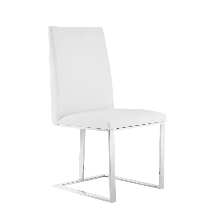 Modrest Frankie - Modern White & Brushed Stainless Steel Dining Chair-Dining Chair-VIG-Wall2Wall Furnishings