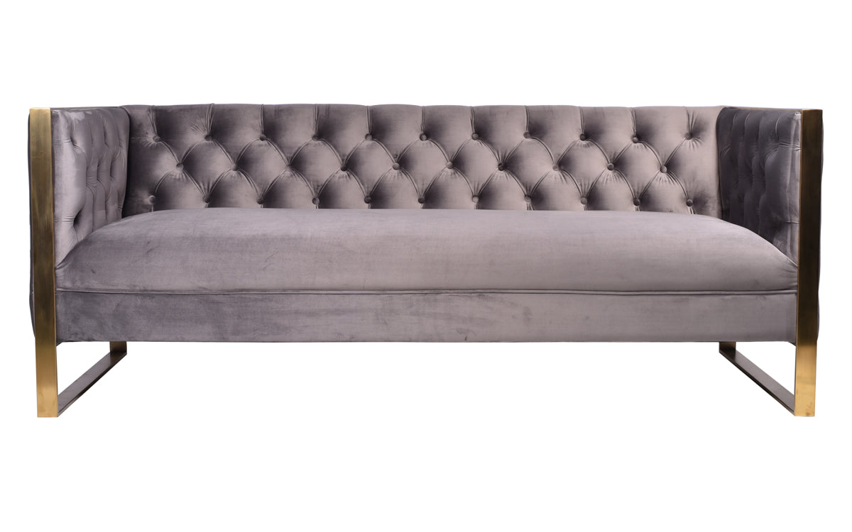 Divani Casa Carlos Modern Grey Velvet & Gold Sofa-Sofa-VIG-Wall2Wall Furnishings