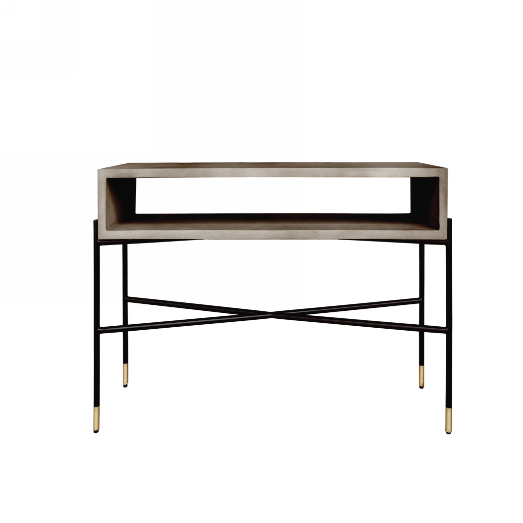 Modrest Walker Modern Concrete & Metal Console Table-Console Table-VIG-Wall2Wall Furnishings