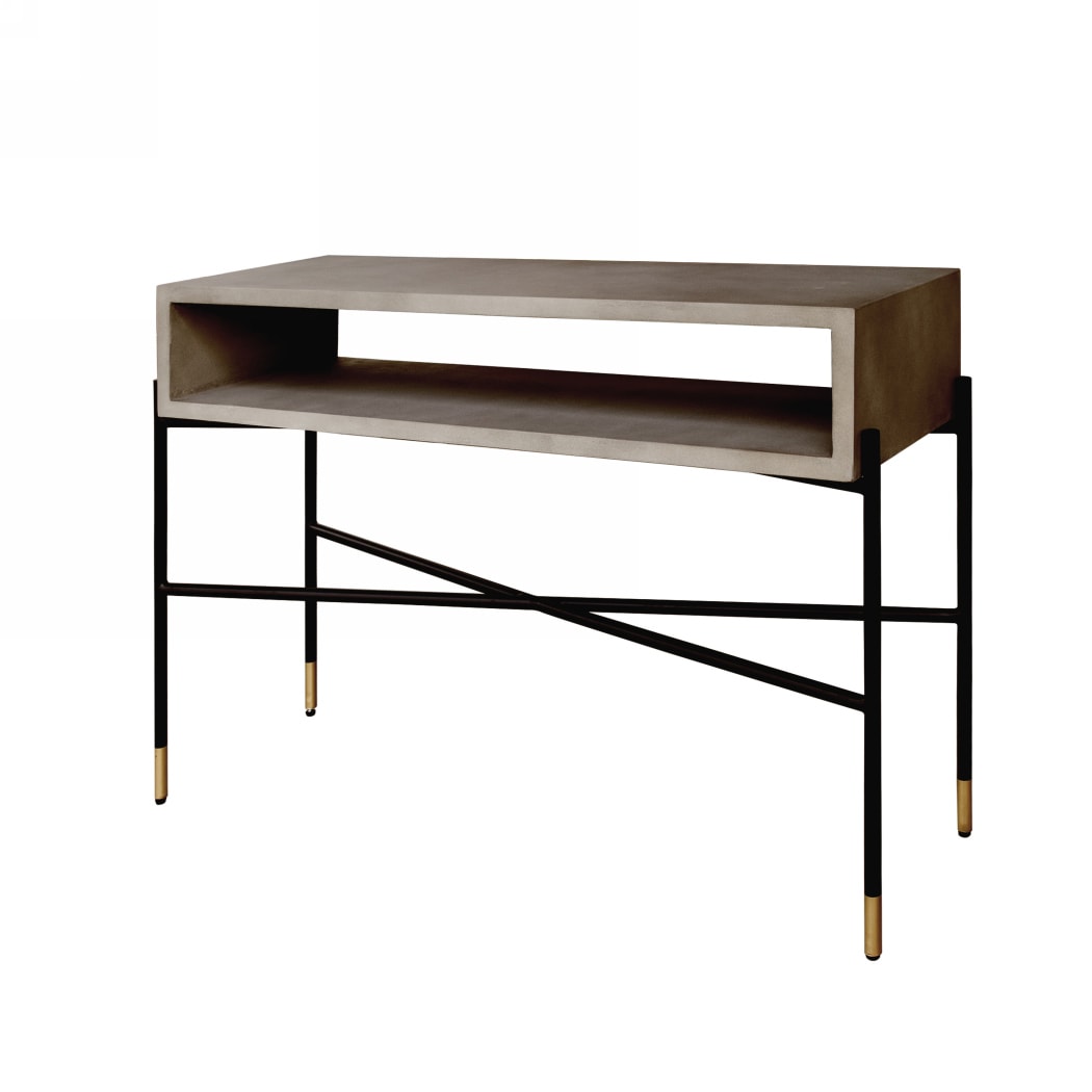 Modrest Walker Modern Concrete & Metal Console Table-Console Table-VIG-Wall2Wall Furnishings