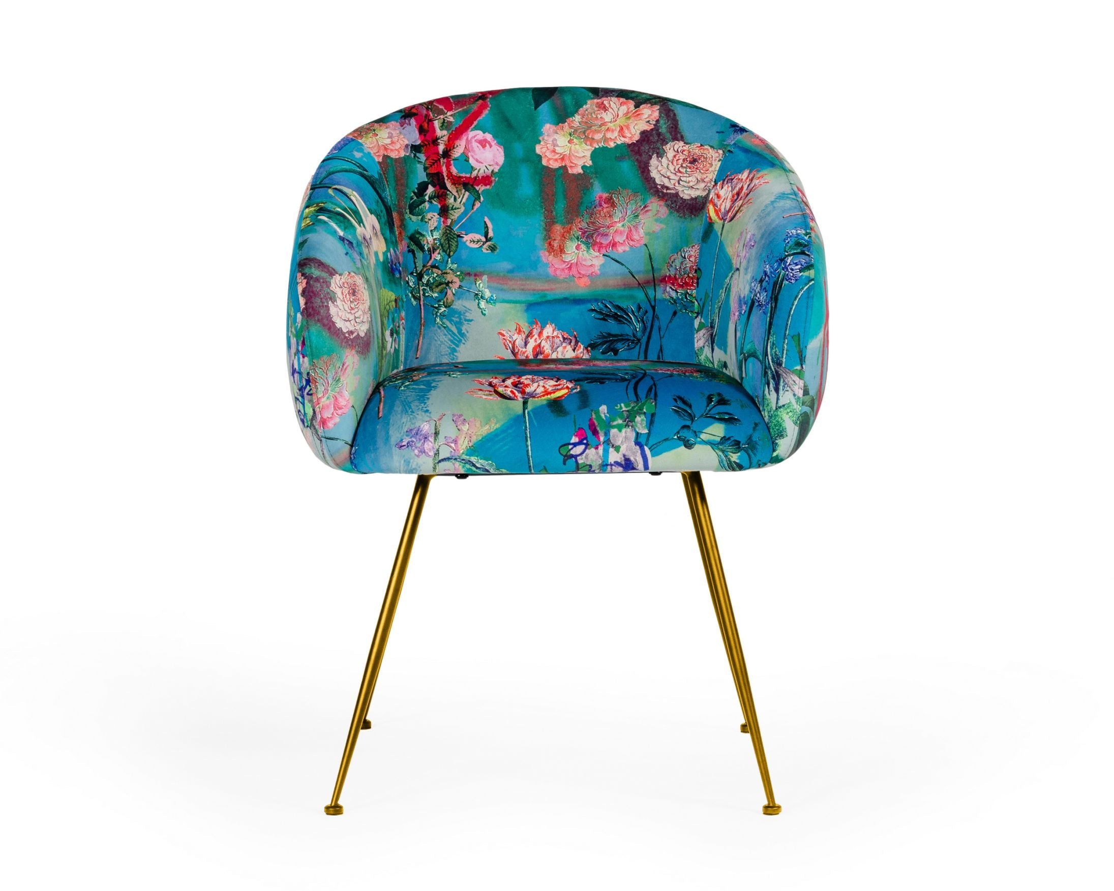 Modrest Roxann - Contemporary Floral Velvet Gold Dining Chair-Lounge Chair-VIG-Wall2Wall Furnishings