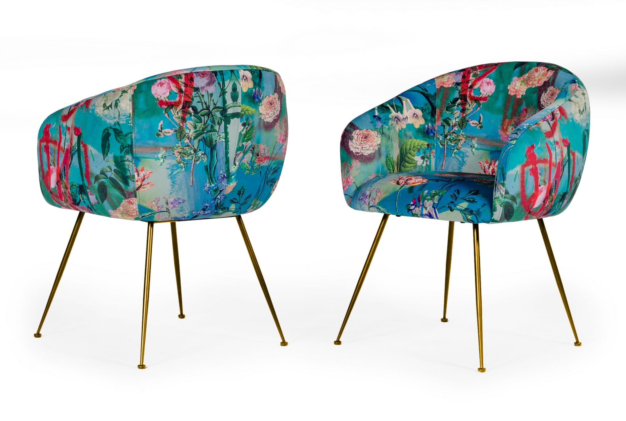 Modrest Roxann - Contemporary Floral Velvet Gold Dining Chair-Lounge Chair-VIG-Wall2Wall Furnishings