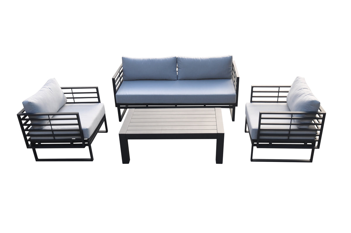 Renava Wharf Outdoor Grey & Black Sofa Set-Outdoor Set-VIG-Wall2Wall Furnishings