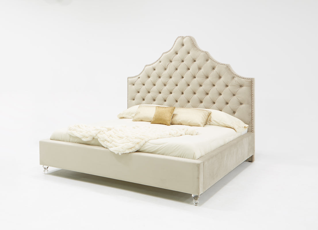Modrest Sandra Transitional Light Grey Fabric Bed-Bed-VIG-Wall2Wall Furnishings
