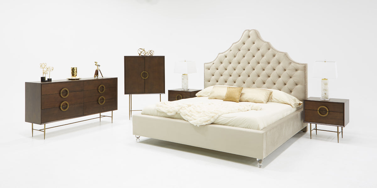 Modrest Sandra Transitional Light Grey Fabric Bed-Bed-VIG-Wall2Wall Furnishings
