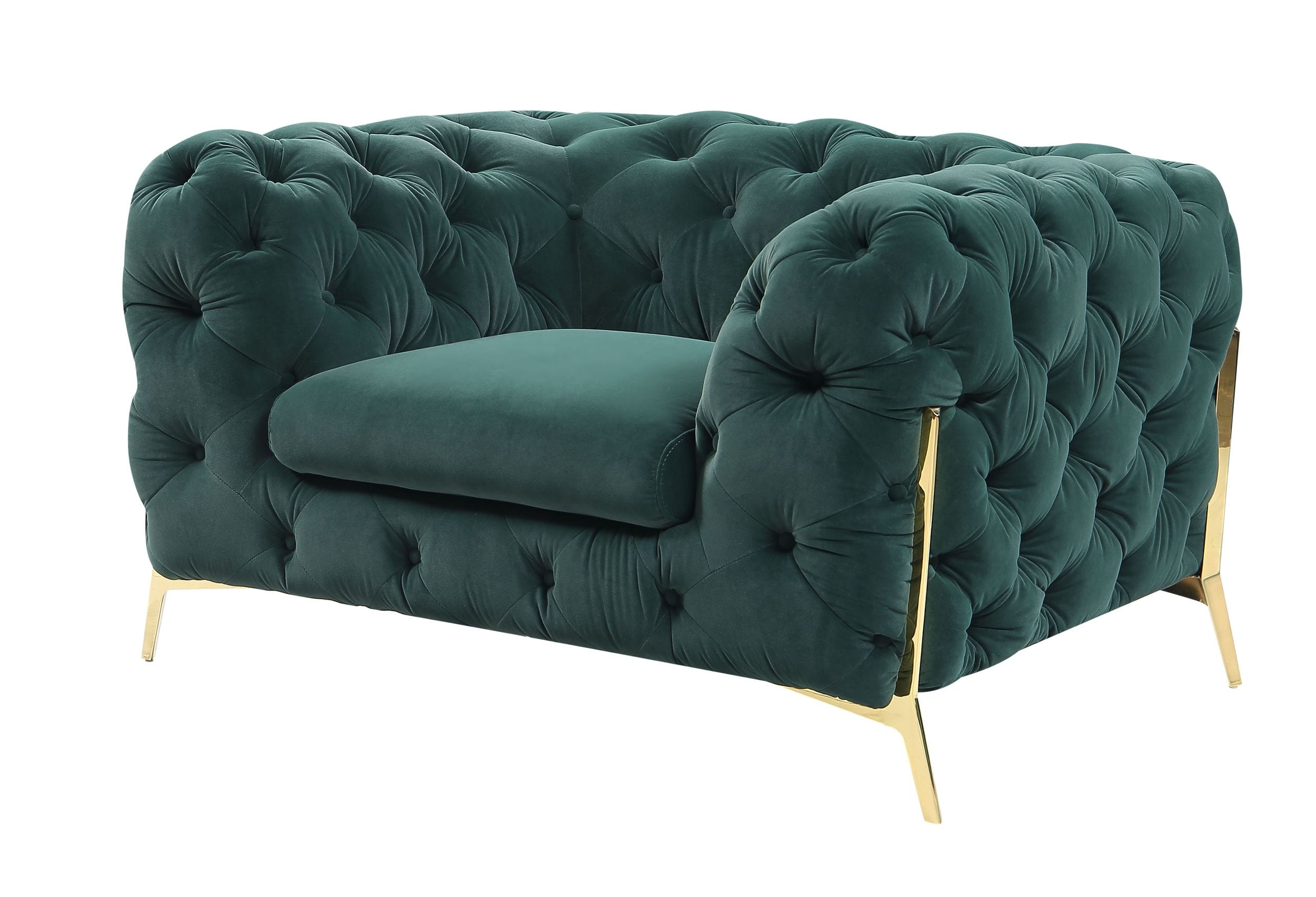 Divani Casa Sheila - Transitional Emerald Green Fabric Chair-Lounge Chair-VIG-Wall2Wall Furnishings