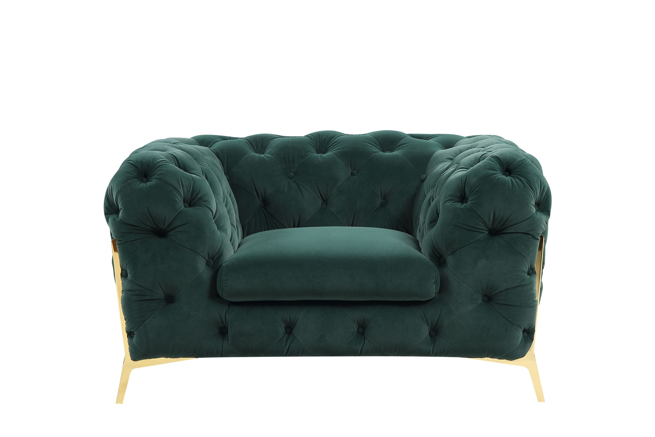 Divani Casa Sheila - Transitional Emerald Green Fabric Chair-Lounge Chair-VIG-Wall2Wall Furnishings