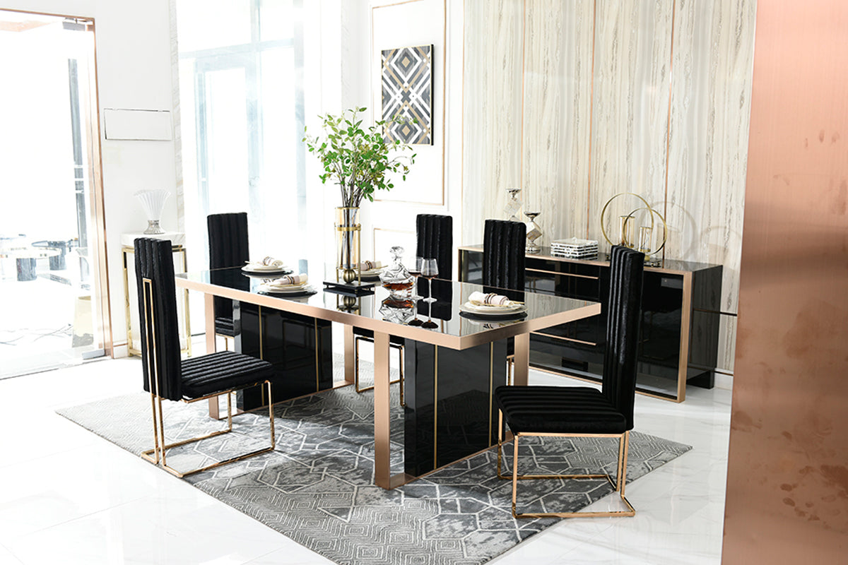 Nova Domus Cartier Modern Black & Rosegold Dining Table-Dining Table-VIG-Wall2Wall Furnishings