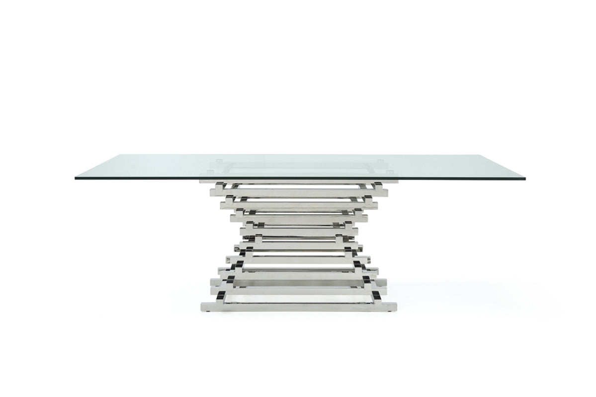 Modrest Crawford Modern Rectangular Glass Dining Table-Dining Table-VIG-Wall2Wall Furnishings