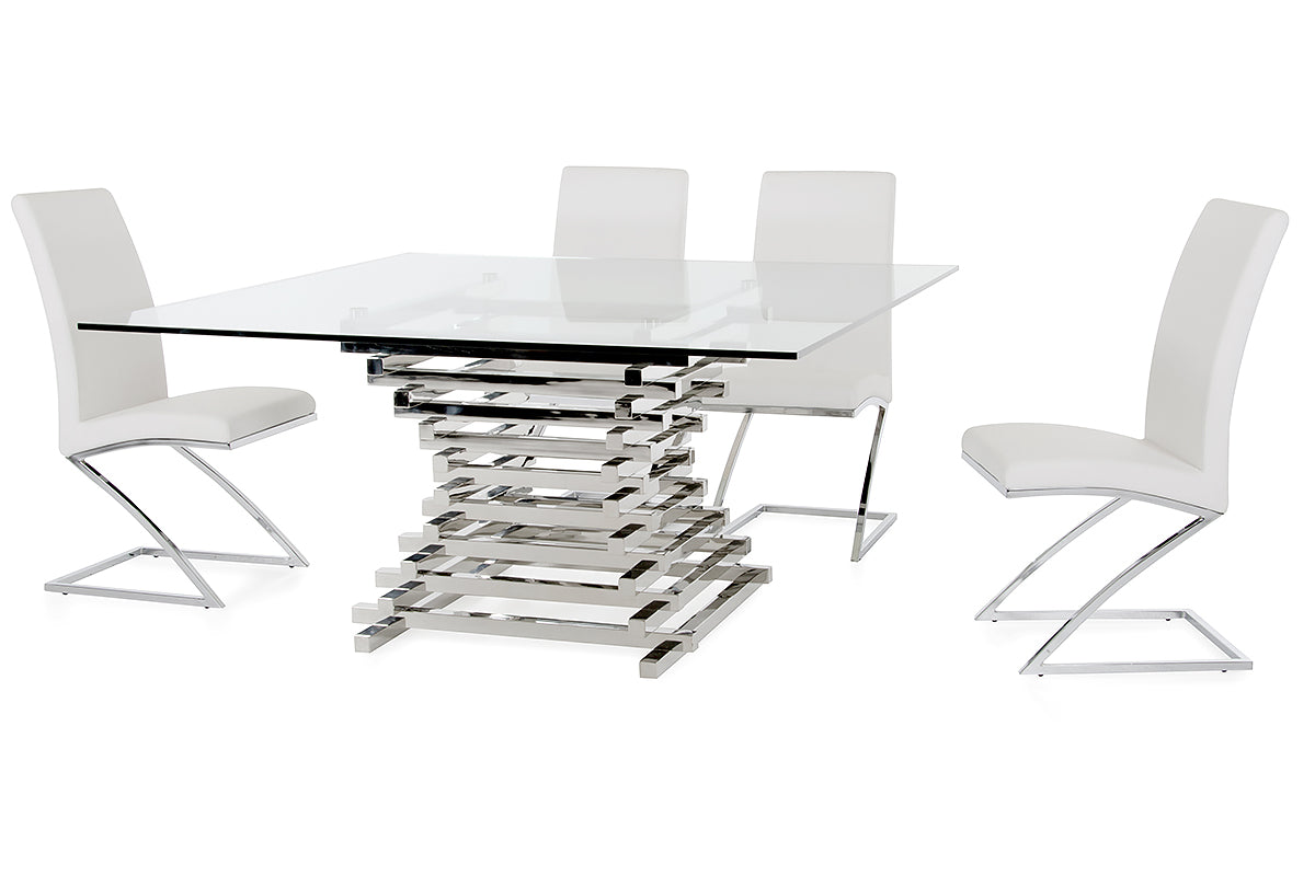 Modrest Crawford Contemporary Clear Glass Square Dining Table-Dining Table-VIG-Wall2Wall Furnishings