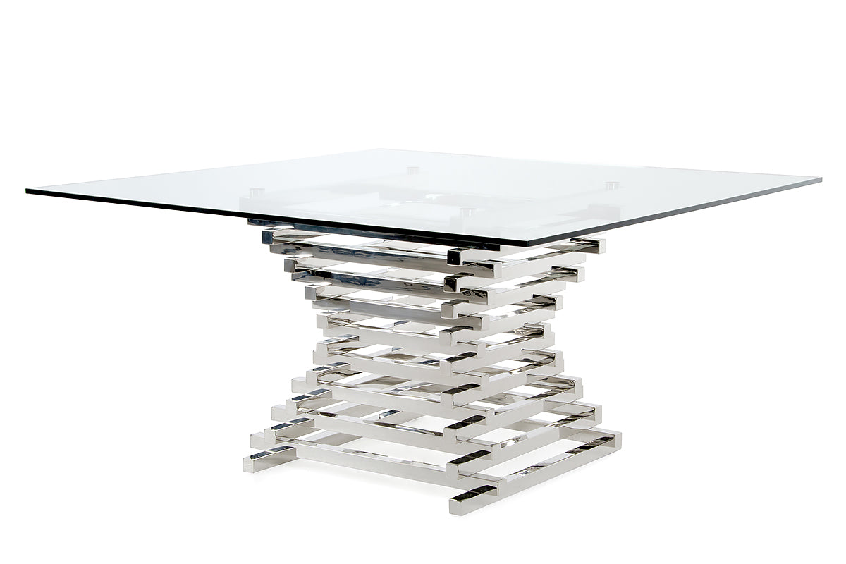 Modrest Crawford Contemporary Clear Glass Square Dining Table-Dining Table-VIG-Wall2Wall Furnishings