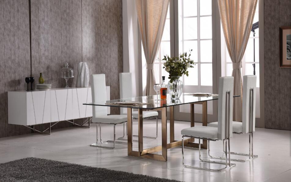Modrest Keaton Modern Glass Brass Dining Table-Dining Table-VIG-Wall2Wall Furnishings