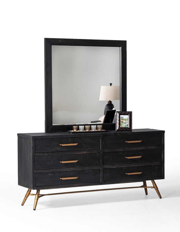 Nova Domus Tabitha Modern Dark Brown Recycled Pine Mirror-Mirror-VIG-Wall2Wall Furnishings